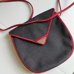 Vintage Red Canvas YSL Yves Saint Laurent Sling Crossbody Bag Purse 80’s